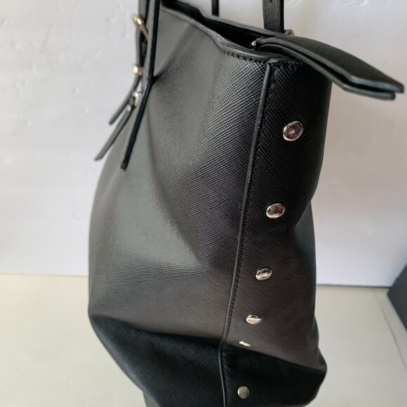 Westbronco Black Vegan Leather Purse Handbag Tote Adj Straps Structured - Picture 5 of 12